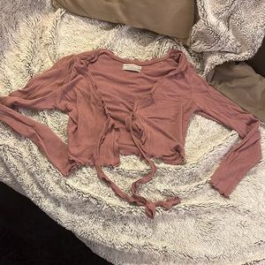 Urban Outfitters Pink Lettuce Tie Front Top